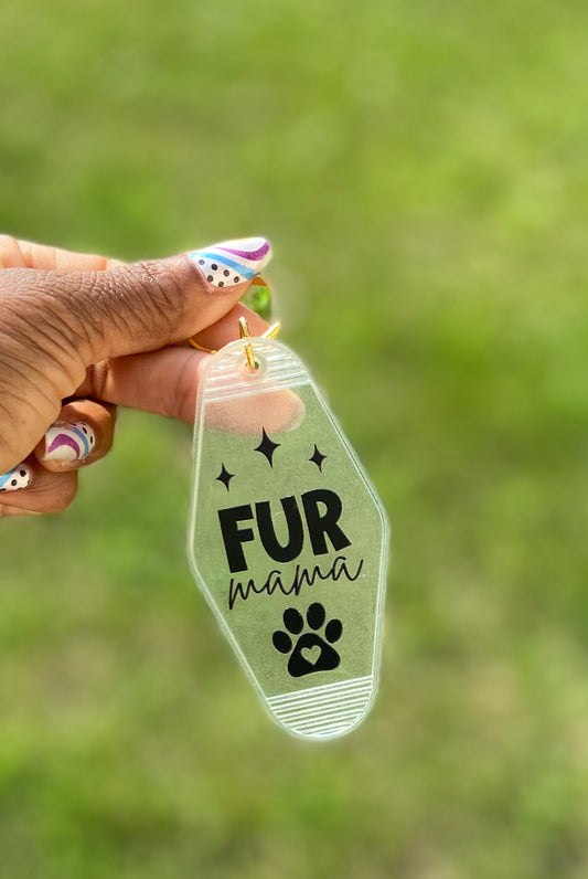 Fur Mama glow in dark keychain